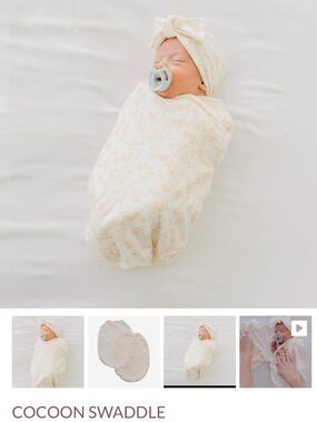 Neutral Floral Cocoon Swaddle Sleep Sack - Cream